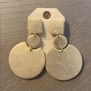 Leather Gold statement earrings